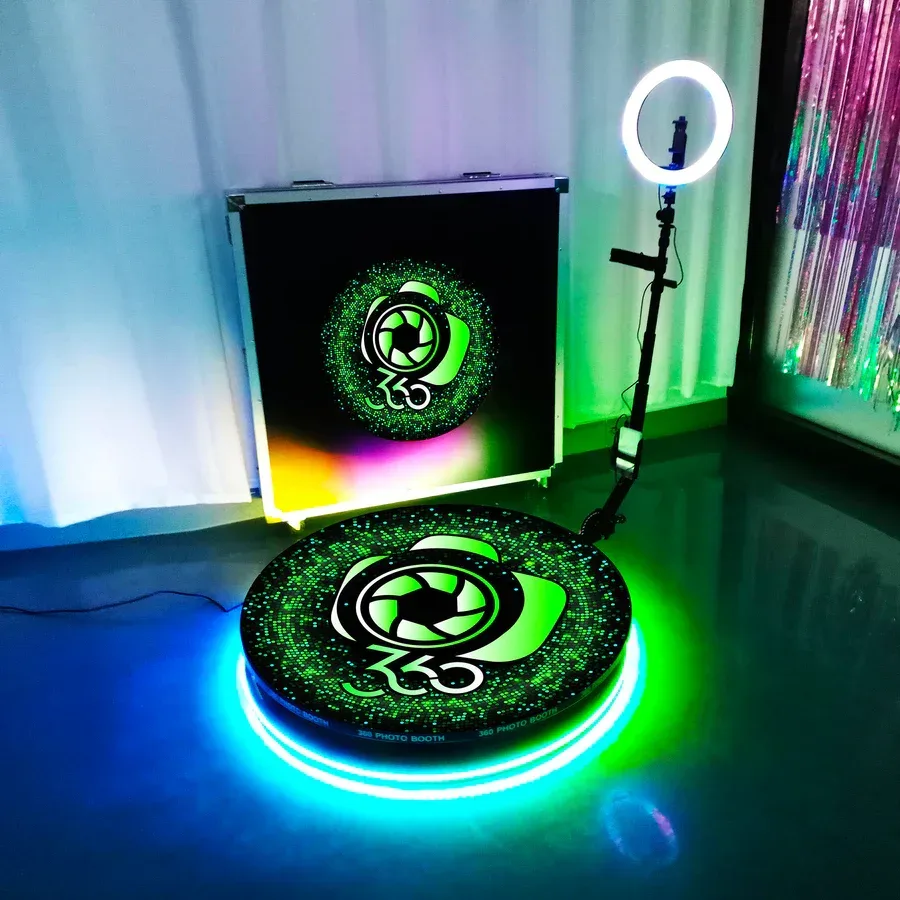 Round 360 Photo Booth Automatic Spin Travel Case Included 4
