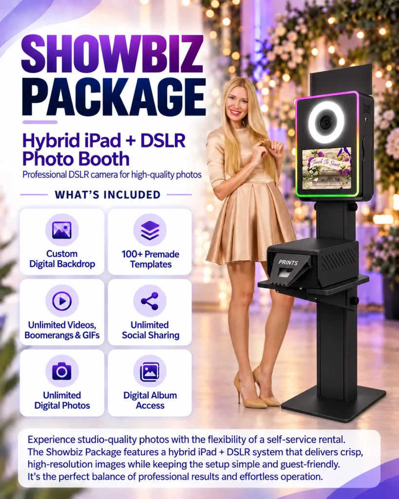 Showbiz Package Lumia M Pro digital photo booth with hybrid iPad and DSLR cameras