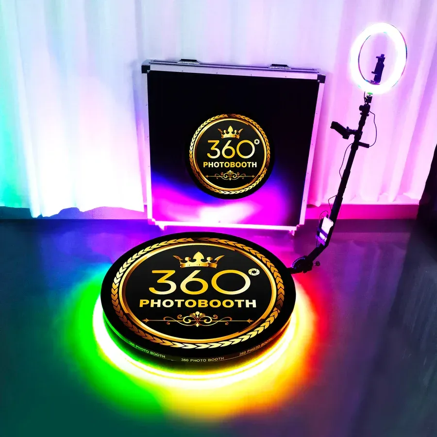 Round 360 Photo Booth Automatic Spin Travel Case Included 5